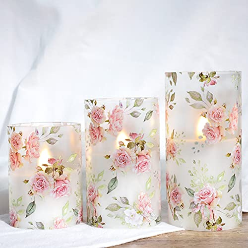 Silverstro Flammenlose Rosenkerzen mit Fernbedienung, flackernde Glaskerzen aus echtem Wachs, batteriebetrieben, für Hauspartys, Hochzeiten, Thanksgiving, Weihnachten, Sommerdekoration
