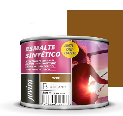 JOVIRA PINTURAS Esmalte Sintético Antioxidante. Esmalte directo sobre oxido. Para la protección y decoración de superficies de madera, hierro y acero. Brillante (250 Mililitros, Ocre)