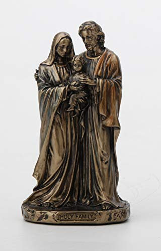 Veronese Design Statue, Heilige Familie, Kunstharz, handbemalt, Antik-Bronze-Finish, 9,5 cm