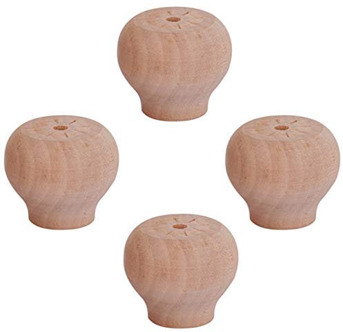 4pcs Solid Wood Furniture Legs,Wooden Sofa Legs,Round Bun Furniture Feet,Replacement Legs for Couch,Bed,Armchair,Cabinet,Coffee Table,TV Cabinet,with Accessories,2cm/4cm/6cm(unfinished4cm)