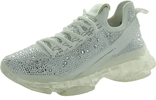 Steve Madden Damen Maxima Sneaker, White Multi Rhinestone, 37 EU