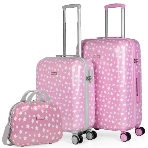 ITACA - Kulturbeutel für Frauen und Kinder aus Polycarbonat. Hochwertiger, Harter Kulturbeutel mit Tragegriff und verstellbarem Schultergurt. Elegante Marke, Rosa, 55 cm + 65 cm + 35 cm