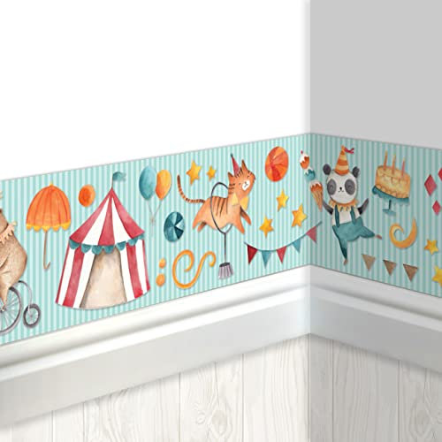 Papierdrachen Kinderbordüre Zirkus | Bordüre Kinderzimmer | Tapete für Kinder | Verschönerung von Wänden und Themenzimmern | Wanddekoration für Jungen und Mädchen - Set 3