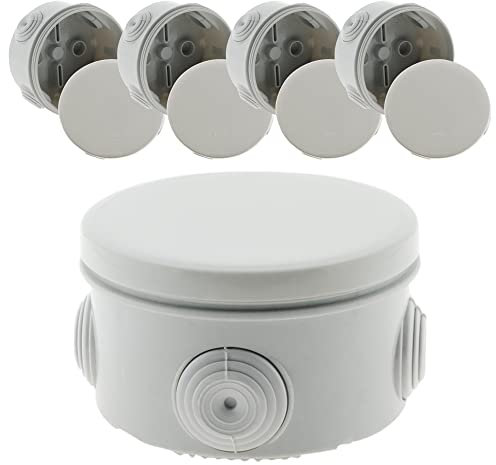 No_name - Lot de 5 boîtes étanches IP55 Ø80 Prof. 45mm - Résistant à l'eau - Métal - Inclus : 5 boîtes étanches