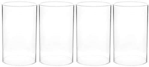 Garneck 4pcs Christmas Glass Candle Covers Clear Glass Candleholder Tube Shade Open Flame Candle Chimney Tube Cover Open Ended Cylinder Clear