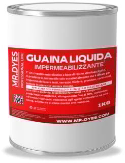 MR.DYES - GUAINA LIQUIDA IMPERMEABILIZZANTE MEMBRANA MONOCOMPONENTE MULTISUPPORTO VARI COLORI (1 KG, BIANCO)