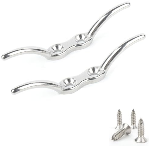 AMYSPORTS Marine Rope Cleat Strength Hardware Strong Dock Cleats Mooring Stainless Steel Deck Boat Cleat Kayak SUS316 2-1/2inch 4pcs