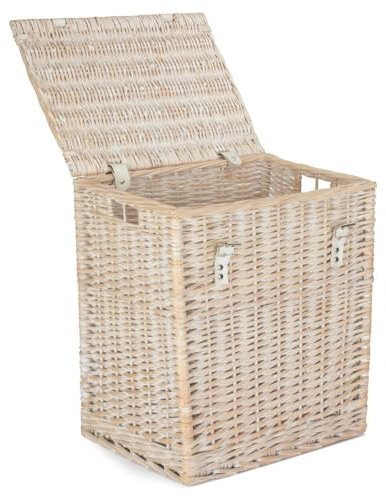 Red Hamper EH170 Wicker Small White Wash Vintner Storage Picnic Basket