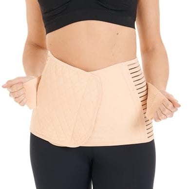 Herzmutter Bauchbinde Postpartum - nach Geburt - Rückbildung nach Schwangerschaft-Kaiserschnitt-OP - verstellbarer Bauchweggürtel-Korsett - 3500 (Beige, S)