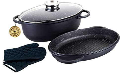 Laguiole - Set de 3 piéces braisière noir 38 cm anti-adhésif Bleu Diamond induction