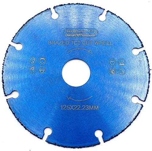HM Sägeblatt Trennscheibe Hartmetall Ø 115-125 mm für Winkelschleifer zum schneiden von Holz, Laminat, PVC, GFK, Alu, Kupfer, Kunststoff, Glasfaser, Acrylglas, Rigipsplatten usw. (Ø 125 mm)