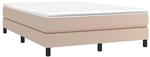 vidaXL Bettgestell, Polsterbett Bett für Schlafzimmer, Bettrahmen mit Lattenrost, Kunstlederbett Doppelbett, Cappuccino-Braun 140x200cm Kunstleder