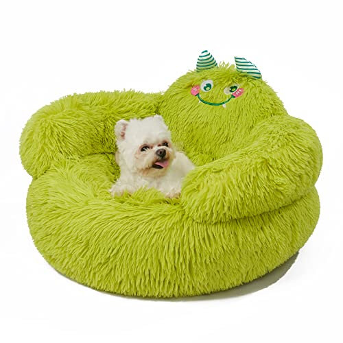 Jiupety Panier Chien Panier Chat Moelleux, Paniers pour Chiens Orthopedique Moyen Taille 61 x 61 x 36 CM, Lit pour Chien Lavable, Dog Bed Cat Bed en Cartoon, Green