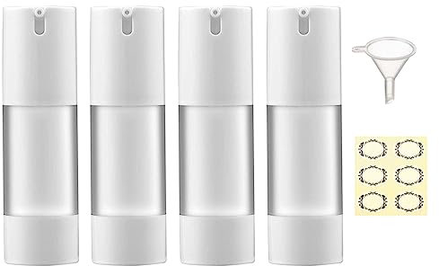 Apstaqeoo Lot de 4 flacons vides rechargeables à pompe sans air de 30 ml – Conteneurs de voyage transparents givrés pour fond de teint, lotion, lotion, distributeur de bouteilles à pompe sous vide