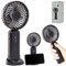 Supply Cube Foldable Handheld Fan with 3 Speed Settings – USB Rechargeable Portable Fan with LED Display & Mobile Phone Bracket – Perfect for Home, Office, Desk, Outdoors, and Travel Cooling - Black