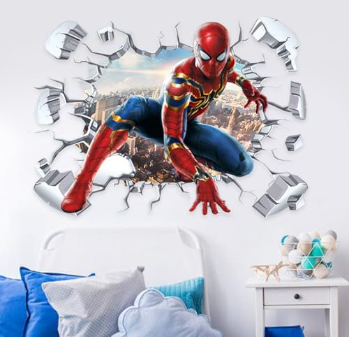 2-stücke Von Cartoon Anime Gebrochene Wand Spider Man Aufkleber, Entfernbare Selbstklebende Und Nicht Klebende Dekorative Wandaufkleber Für Schlafzimmer Und Wohnzimmer, 57,88cm