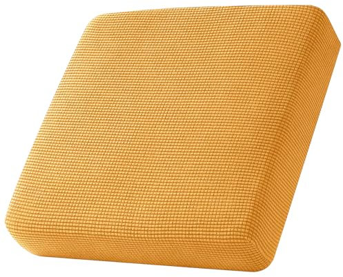 Sofa Sitzkissenbezug, Sofa Sitzkissenbezug Stretch, Elastischer Kissenbezüge, Husse Überzug Bezug Für Sofa Sitzkissen, rutschfest Stoff Tartan (Gold,Großer 1-Sitzer)