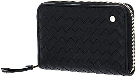 Abro Leather Piuma Weaving Zip Wallet Black/Gold