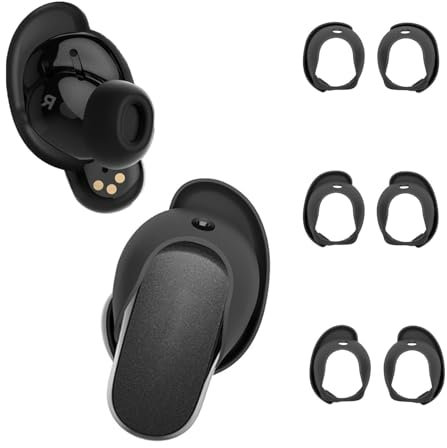 Aiivioll [3 Paare] Ohrspitzenabdeckungen für Bose QuietComfort Ultra-Ohrhörer (2023), Anti-Rutsch-Silikon-Sportflügel-Tipps, Accessoires für waschbare Eartips (schwarz, s/m/l)