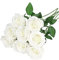 Tancodii Bouquet di steli di rose artificiali bianche per tombe funebri fiori per casa evento decorazione matrimonio pianta finta