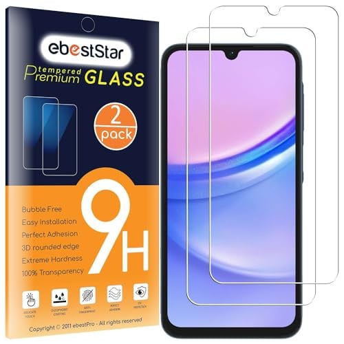 ebestStar - Cristal Templado x2 para Samsung Galaxy A15, A15 5G, Protector Pantalla Película Vidrio, Antigolpes