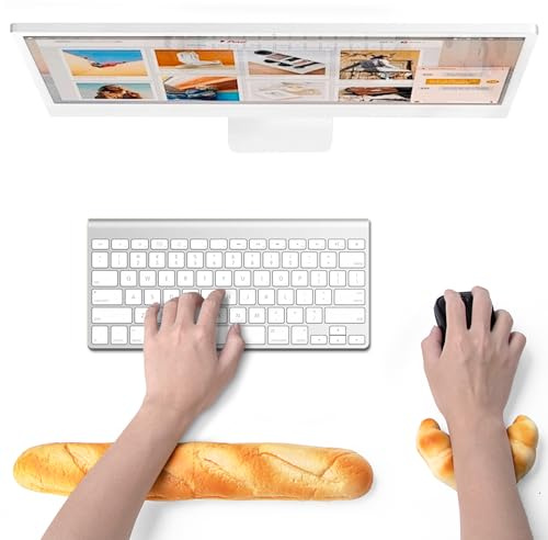 Soft Toast Bread Baguette Shape Anti-Skid Keyboard Wrist Rest Support & Mouse Wrist Support for Office,Computer,Laptop& Mac