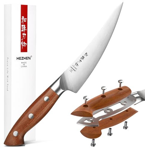 HEZHEN Coltelli da Disosso Acciaio German 1.4116, Acciaio Inossidabile Coltelli per Carne e Pesce Filettare Professionale, Manico in Legno Ergonomico