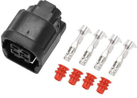 Hihaha Conector de Enchufe de Faro LED para Honda/Conector de Terminal Hembra Interna/Serie de Plástico Impermeable de 2 mm / 1 Juego Negro 4 Pin