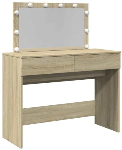 vidaXL Dressing Table with LED Sonoma Oak 100x40x120 cm