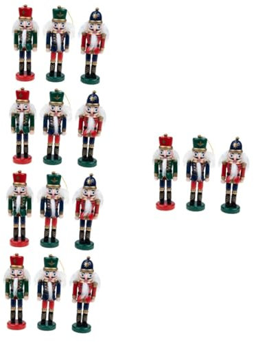 Cabilock Lot De 5 Marionnettes en Bois Décoratives De Noël Uniques en Forme De Casse-Noisette 3 Pièces X 5