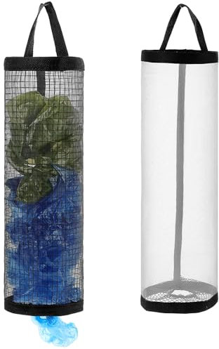 Aeaocvo 2pcs Plastic Bag Holder, Reusable Grocery Bag Organizer, Wall Mount Plastic Bag Dispenser, Trash Bag Dispenser for Home Kitchen Travelling