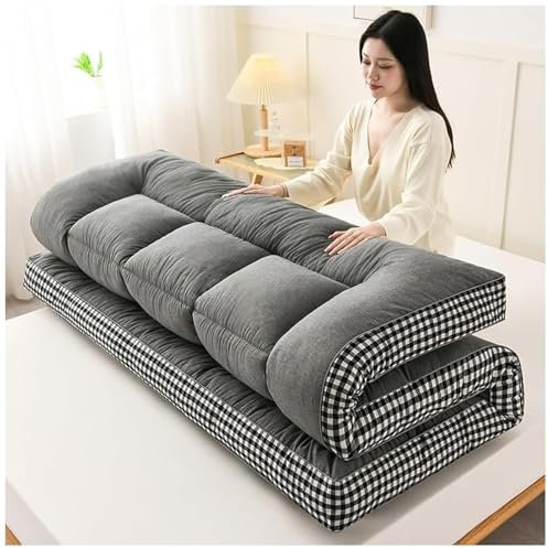 HUMAJORY Japanische Bodenmatratze, Futonmatratze, Extra Dicke Futon-Bodenmatratze, Faltbares Bodenbett, Campingmatratze, Futon, Tatami-Matte, Traditionelle Schlafmatte(Gray,120x200cm)