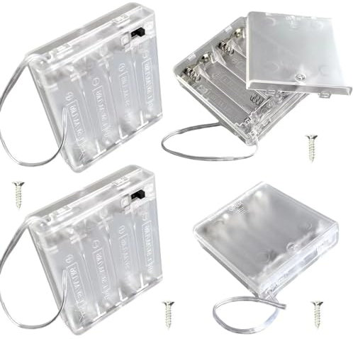 AIMPGSTL 8PCS 4AA Battery Holder and Screws，4 AA Battery Holder with Switch, 4.5V Battery Holder with Switch,