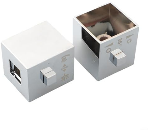Vootnifig Chrome Square Shower Temperature Control Handle Knob Pair for Thermostatic Bath Shower Mixer with Stop Ring Grub Screw End Cap ABS Plastic Mirror Finish White Marks