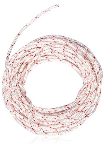 HFMYGS 10 Meters 3.5mm Pull Cord String, Lawnmower Pull Cord, Compatible with Craftsman Husqvarna Sthil Poulan Chainsaw, Lawn Mower Trimmer Edger Brush Cutter (White Red)