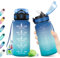 Gourde Motivation 500ml, Gourde avec Paille et Marqueur de Temps, Bouteille d'eau Étanche, Gourde Sport Réutilisable, Gourde sans BPA, Gourde Sport pour Enfant, Fitness, Yoga, Bureau, Randonnée