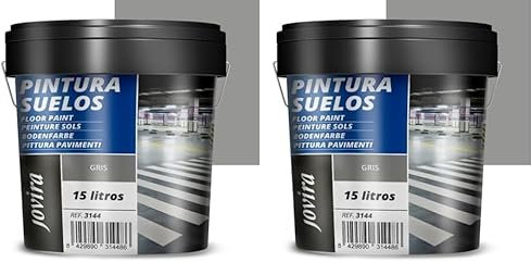 JOVIRA PINTURAS Peinture Sols Garages, Terrains de sport, sols en béton, asphalte et ciment. Protège et décore les surfaces, aspect mat. (15 Litres, Gris) (Lot de 2)