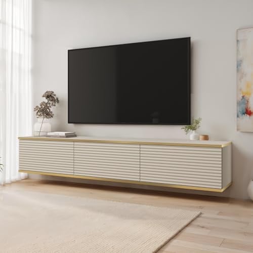 Komodee Banff TV175 MDF - TV Schrank, Beige Matt, Eiche Artisan, Breite 175 cm, Höhe 30 cm, Tiefe 32 cm