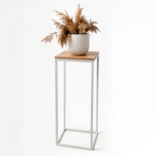 FRAMADO – Support de Plantes Craft en Métal Blanc – 24x24x70cm – Étagère Décorative pour Fleurs d’Intérieur – Table d’Appoint – Porte-Pot – Accessoire Salon