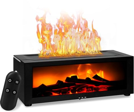 TAVADA 3D Flammen Aroma Diffuser mit Fernbedienung – 150 ml Ultraschall Luftbefeuchter,Leiser Betrieb,Duftöl Diffusor,LED-Beleuchtung in 7 Farben,Nachtlicht für Schlafzimmer,Zuhause,Büro,Geschenkidee