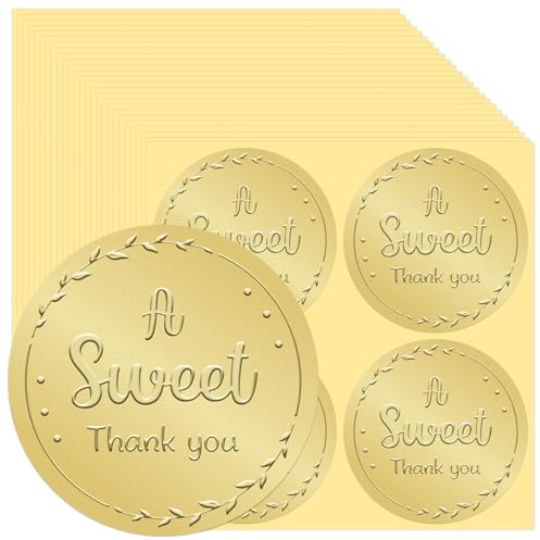 100 Stück süße Dankeschön-Aufkleber, personalisierte runde Etiketten, Goldfolie, Dankeschön-Geschenkaufkleber, 5,1 cm, selbstklebend, für Hochzeit, Babyparty, Brautverpackung, Gastgeschenke