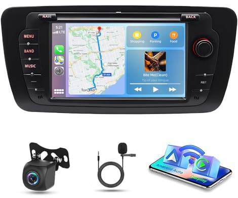 7 Inch 4G+64G Android 14 Car Stereo for Seat Ibiza 2009-2013 with Wireless Carplay Android Auto Double Din Car Radio Receiver with Bluetooth Touchscreen GPS WIFI FM/RDS SWC Backup Camera Mic