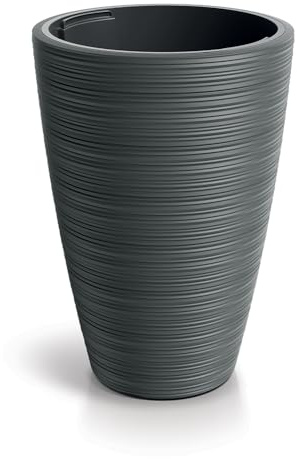 Tymar VENA Pot de fleurs, grand, haut - Pot de fleurs - Jardinière Outdoor_VENA (diamètre 35 cm x hauteur = 50 cm ; gris foncé)