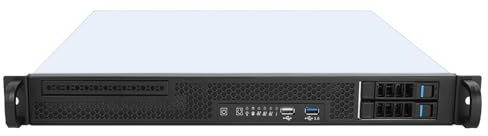 1U Rackmount Server Chassis, 19-Inch Industrial Computer Case with USB 3.0+2.0 Ports, hotswap 2 * 2.5, Black