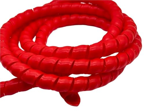 Styire 2 Meters Flexible Hoses Winding Sleeve Spiral Wrap Hydraulic Hoses Air Ducts Protection Tube Cover Guard Cover(Red,ID 32mm)