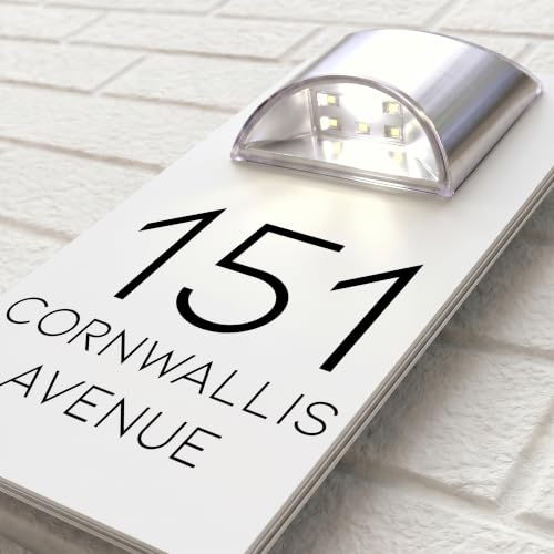 Housics Solar House Number Plaque, LED Door Sign, White, 280mm x 160mm