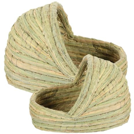 ULTECHNOVO Cabane pour Petits Animaux en Paille Tissée 2pcs Nid de Pantoufle Vert Facile à Nettoyer pour Poules en Ferme ou Jardin