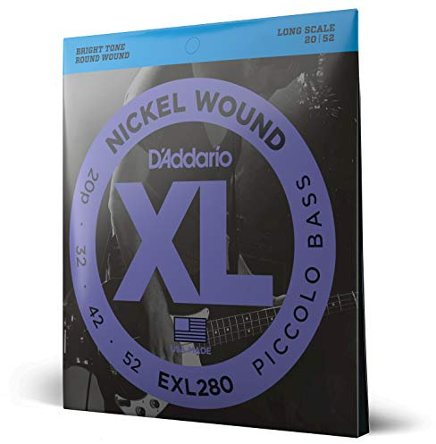 D'Addario Cuerdas Bajo - Cuerdas Bajo Electrico Cuerdas - EXL280 - Piccolo Bass, 20-52 - Escala Larga, Long Scale