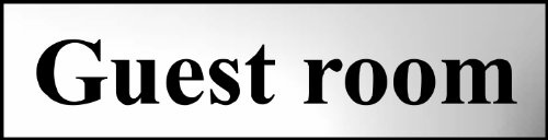 Guest room Safety Sign - polished chrome effect plastic - 200 x 50mm