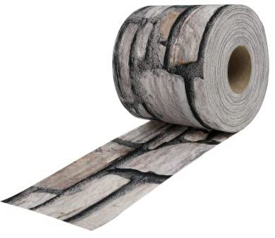 Zaundruck Sichtschutzstreifen Polyester - nachhaltiger Sichtschutz für Doppelstabmattenzaun - Motiv Windschutz 26 m x 19 cm - Sichtschutz-Rolle - Marmormauer